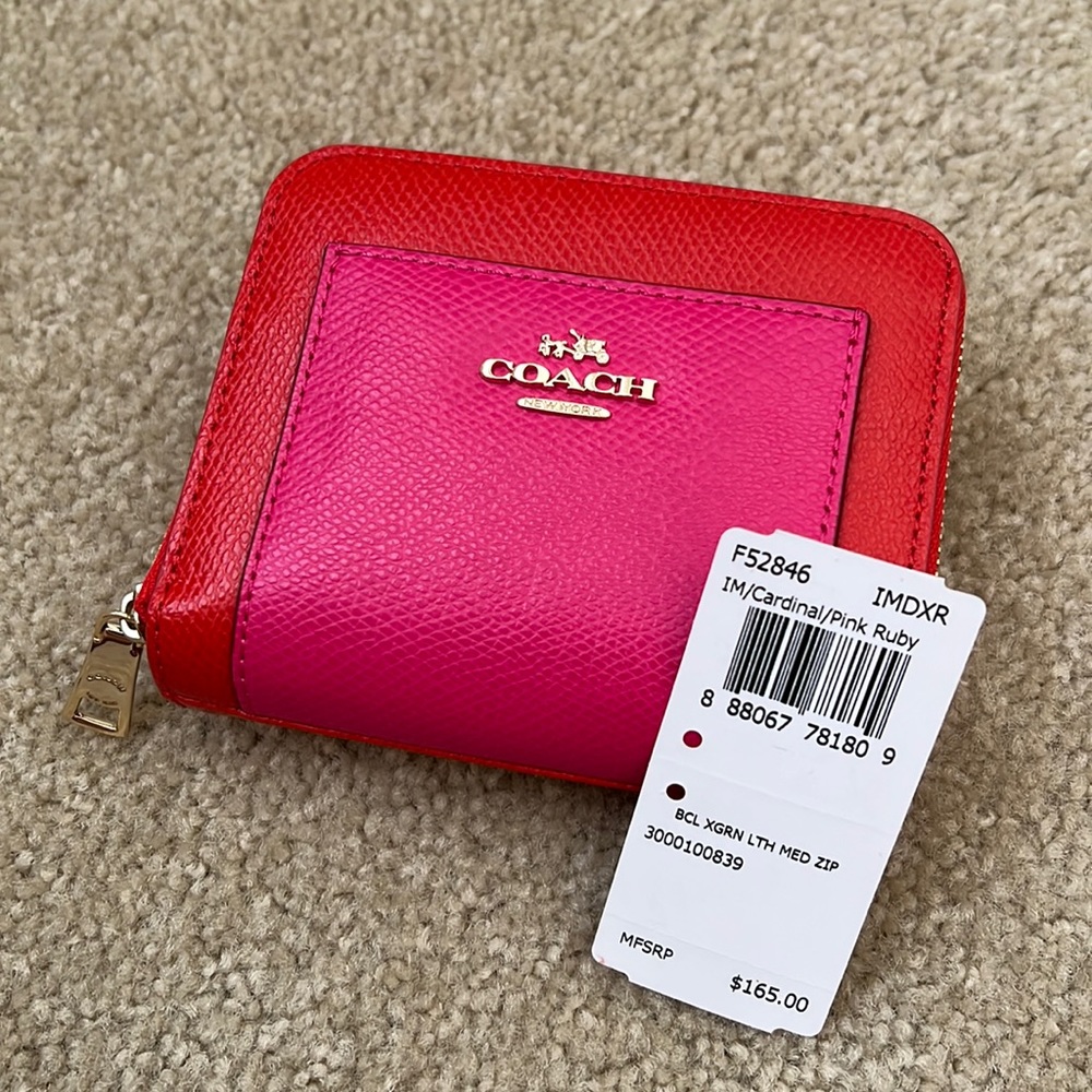 Coach Cardinal/Pink Ruby Leather Wallet